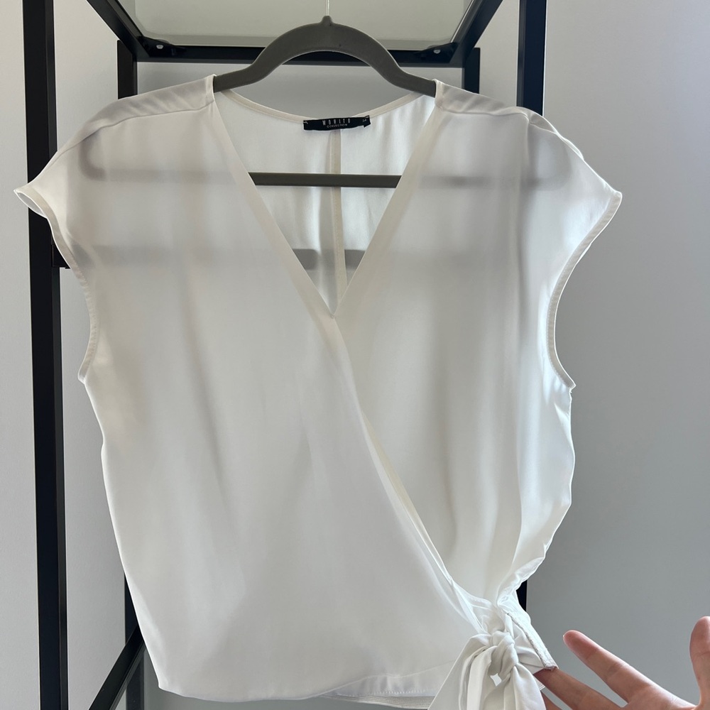 Elegant White Wrap Blouse by MOHITO